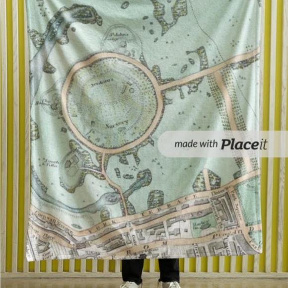 Vintage Map Print Throw Blanket with Sherpa Lining 50x60 Inches - Picture 2 of 5